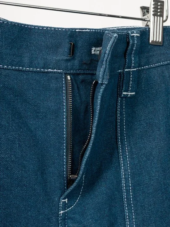 Chloe SS18 Runway Ultramarine Cotton Denim Cropped Circle-Stitch Jeans - Picture 10 of 14